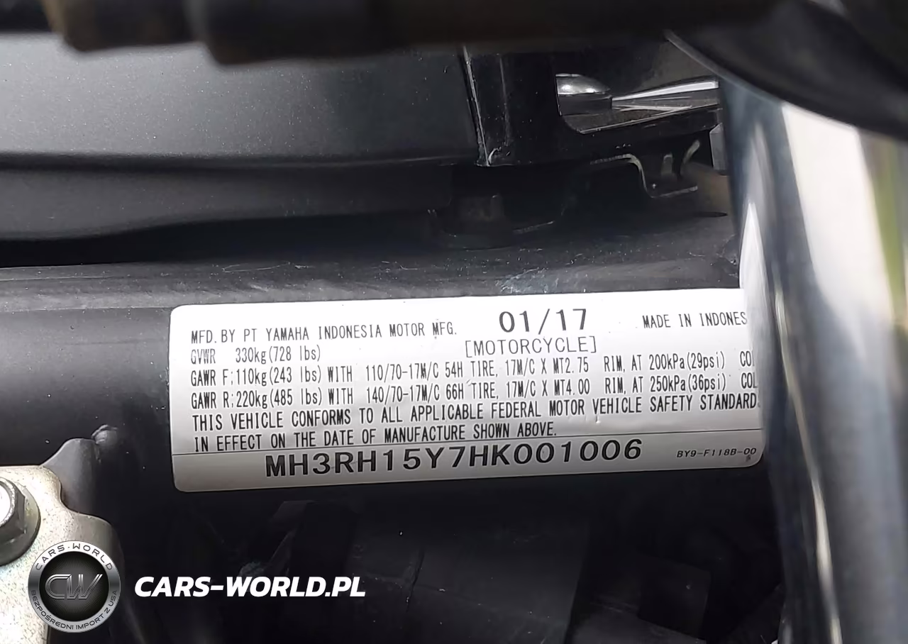 2017 Yamaha Yzfr3 A VIN:MH3RH15Y7HK001006 - 10