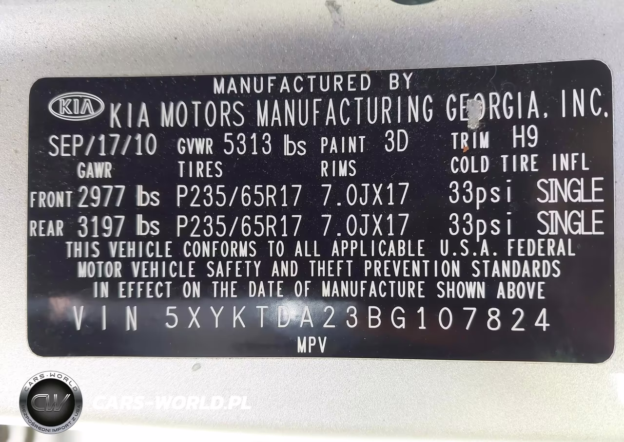 2011 Kia Sorento Lx V6 VIN:5XYKTDA23BG107824 - 9