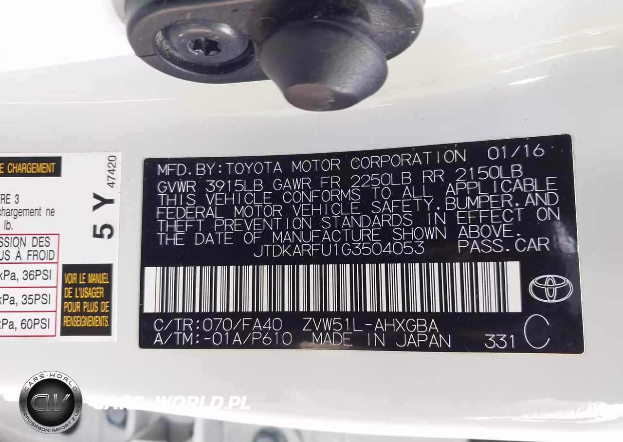 2016 Toyota Prius Three VIN:JTDKARFU1G3504053 - 9