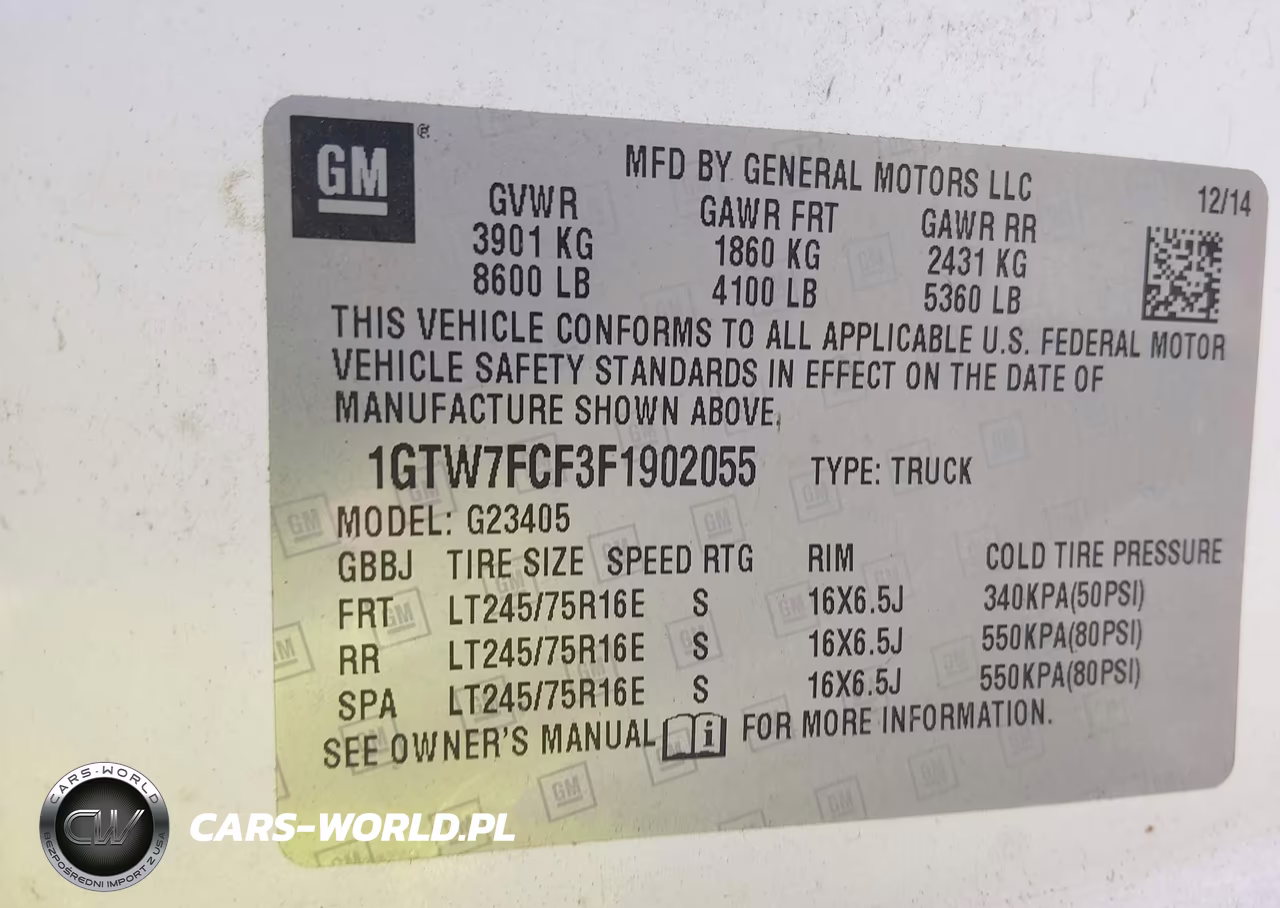 2015 GMC Savana 2500 Work Van VIN:1GTW7FCF3F1902055 - 9