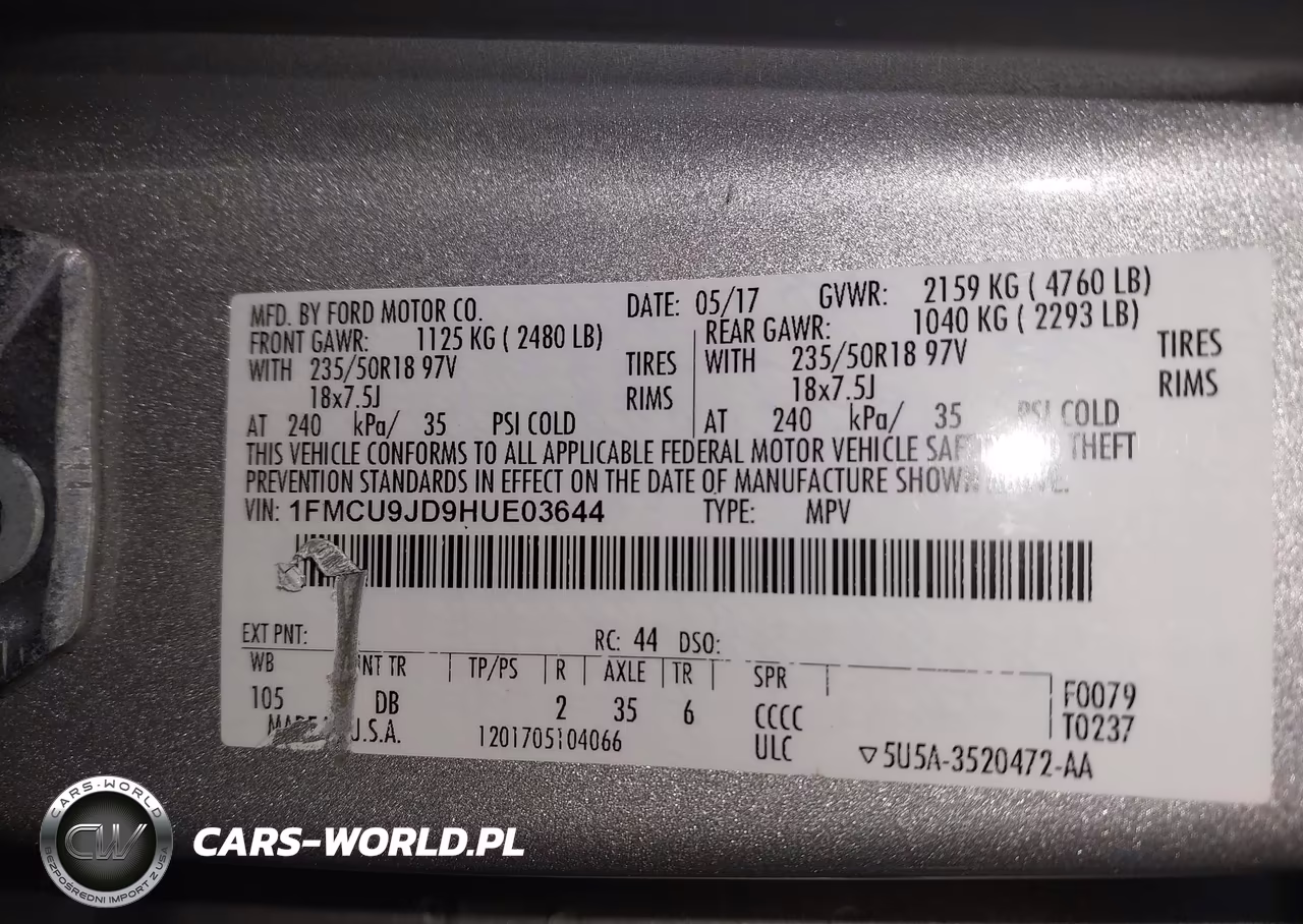 2017 Ford Escape Titanium VIN:1FMCU9JD9HUE03644 - 9