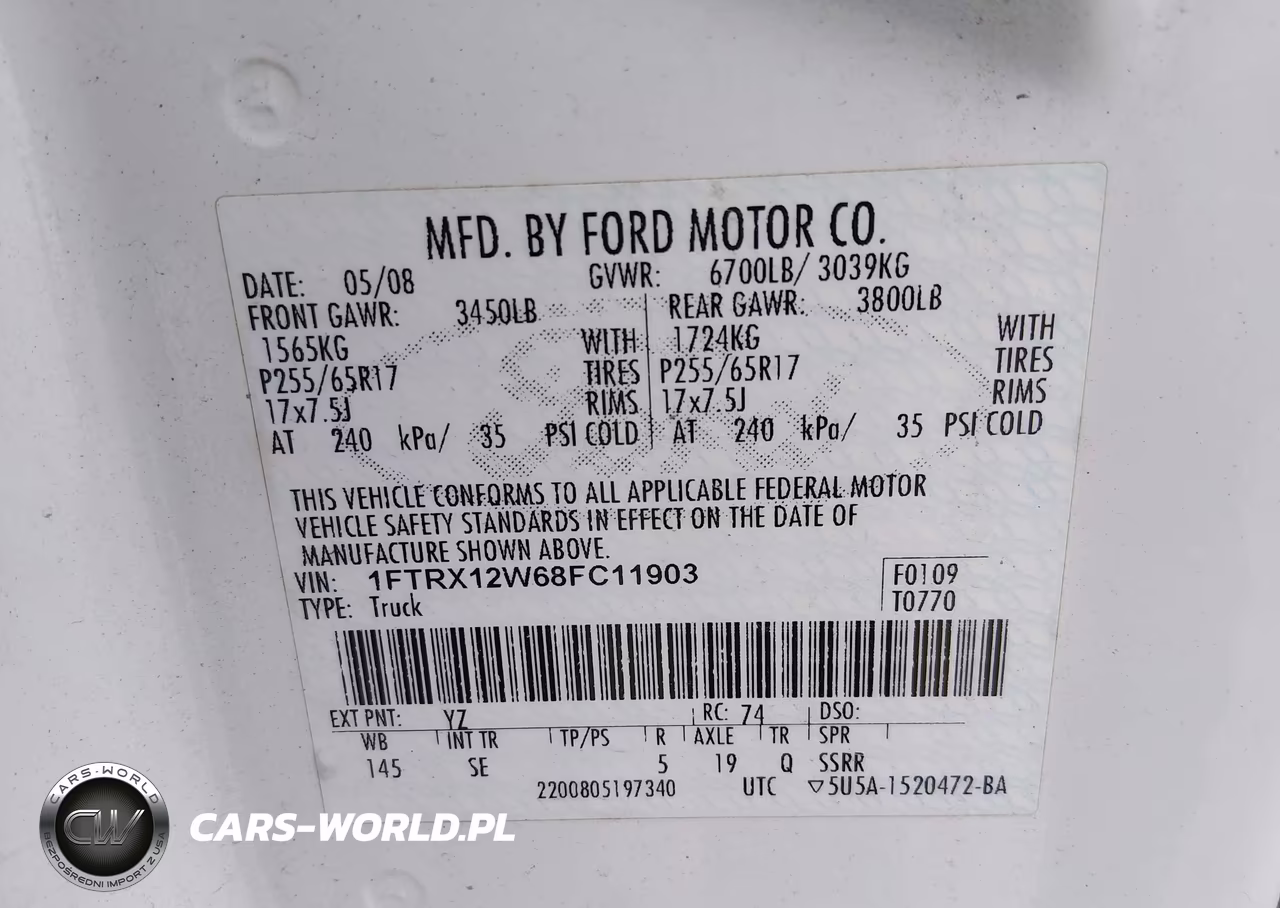 2008 Ford F-150 Fx2-Stx-Xl-Xlt VIN:1FTRX12W68FC11903 - 9
