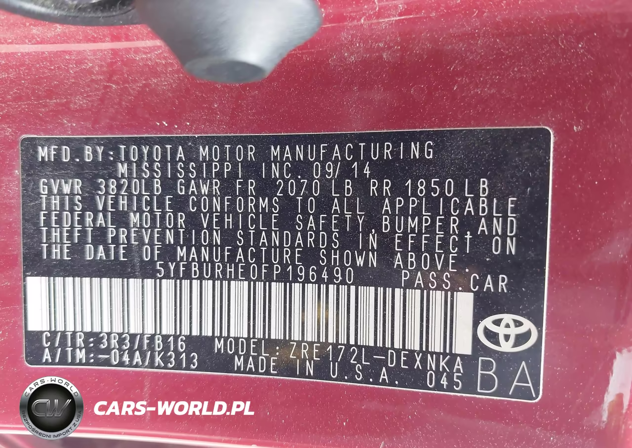 2015 Toyota Corolla Le VIN:5YFBURHE0FP196490 - 9