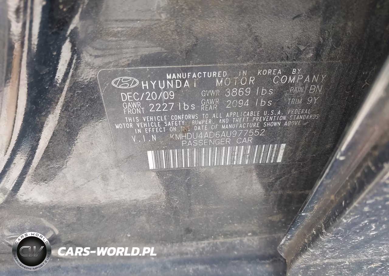 2010 Hyundai Elantra Gls VIN:KMHDU4AD6AU977552 - 9
