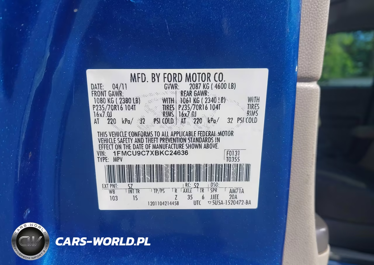 2011 Ford Escape Xls VIN:1FMCU9C7XBKC24636 - 9