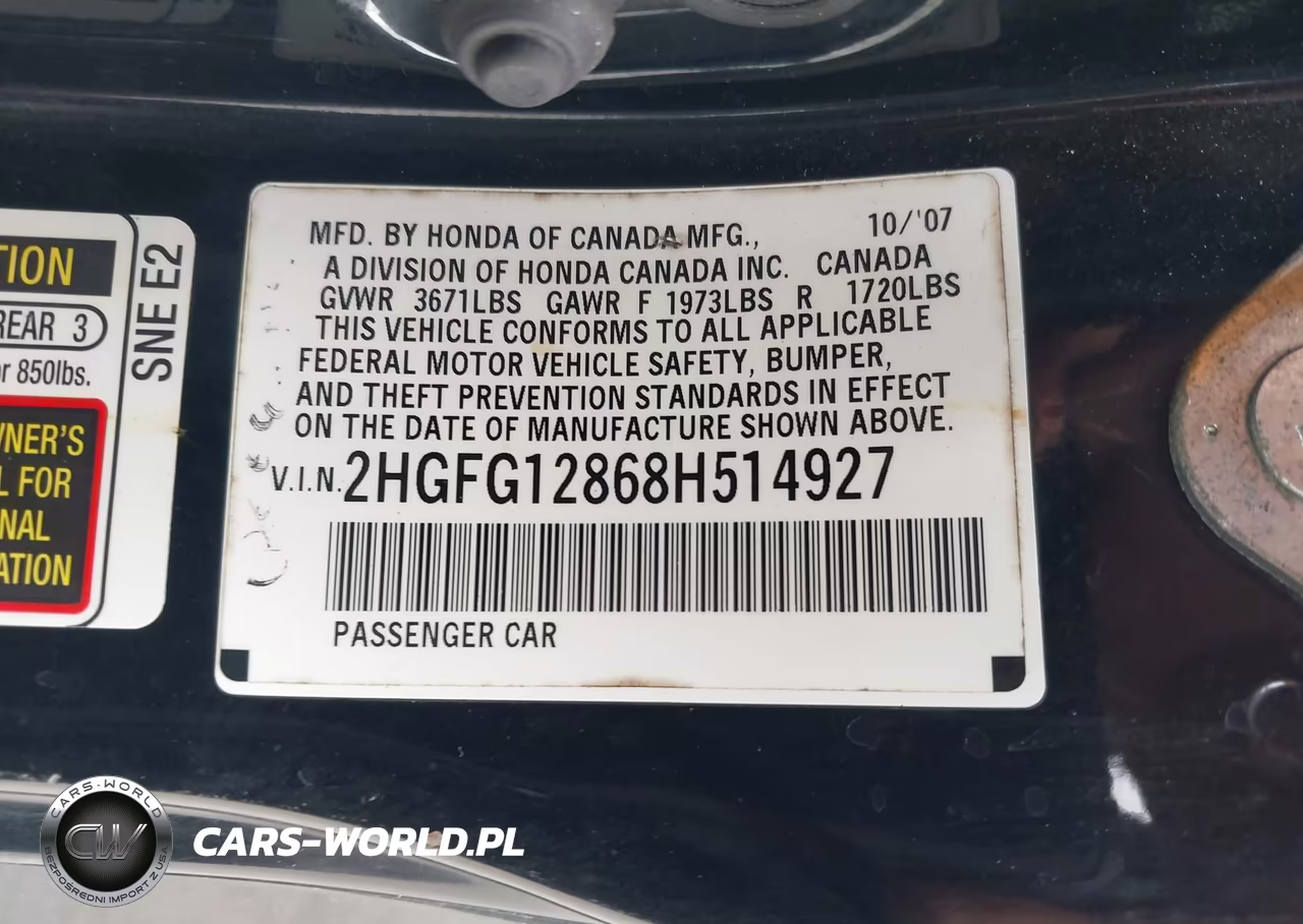 2008 Honda Civic Ex VIN:2HGFG12868H514927 - 9