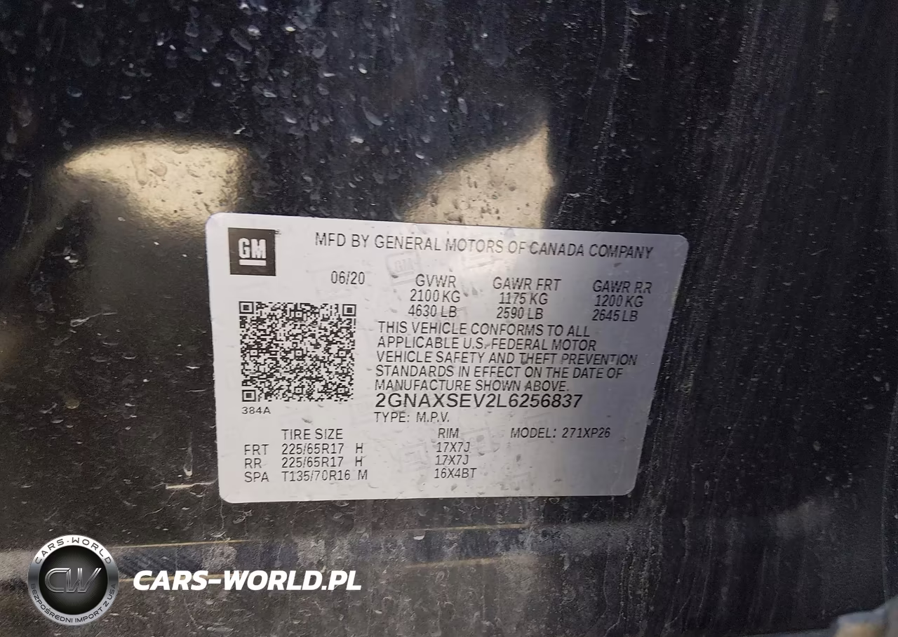 2020 Chevrolet Equinox Awd Ls VIN:2GNAXSEV2L6256837 - 9