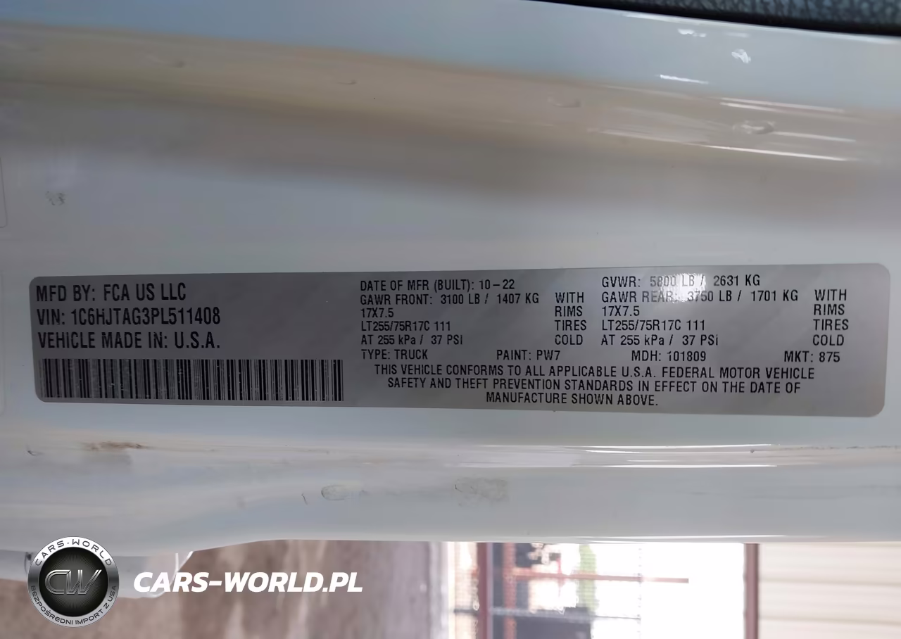 2023 Jeep Gladiator Willys Sport 4X4 VIN:1C6HJTAG3PL511408 - 9