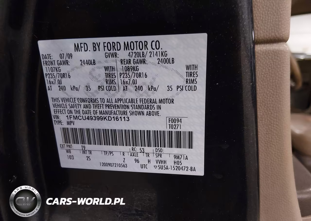 2009 Ford Escape Hybrid Limited VIN:1FMCU49399KD16113 - 9