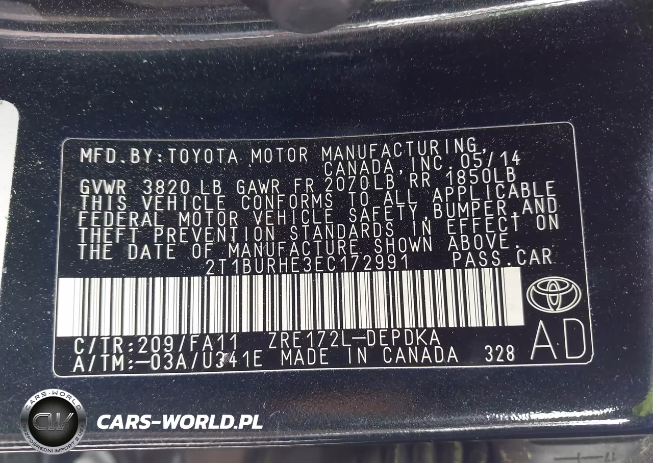 2014 Toyota Corolla L VIN:2T1BURHE3EC172991 - 9