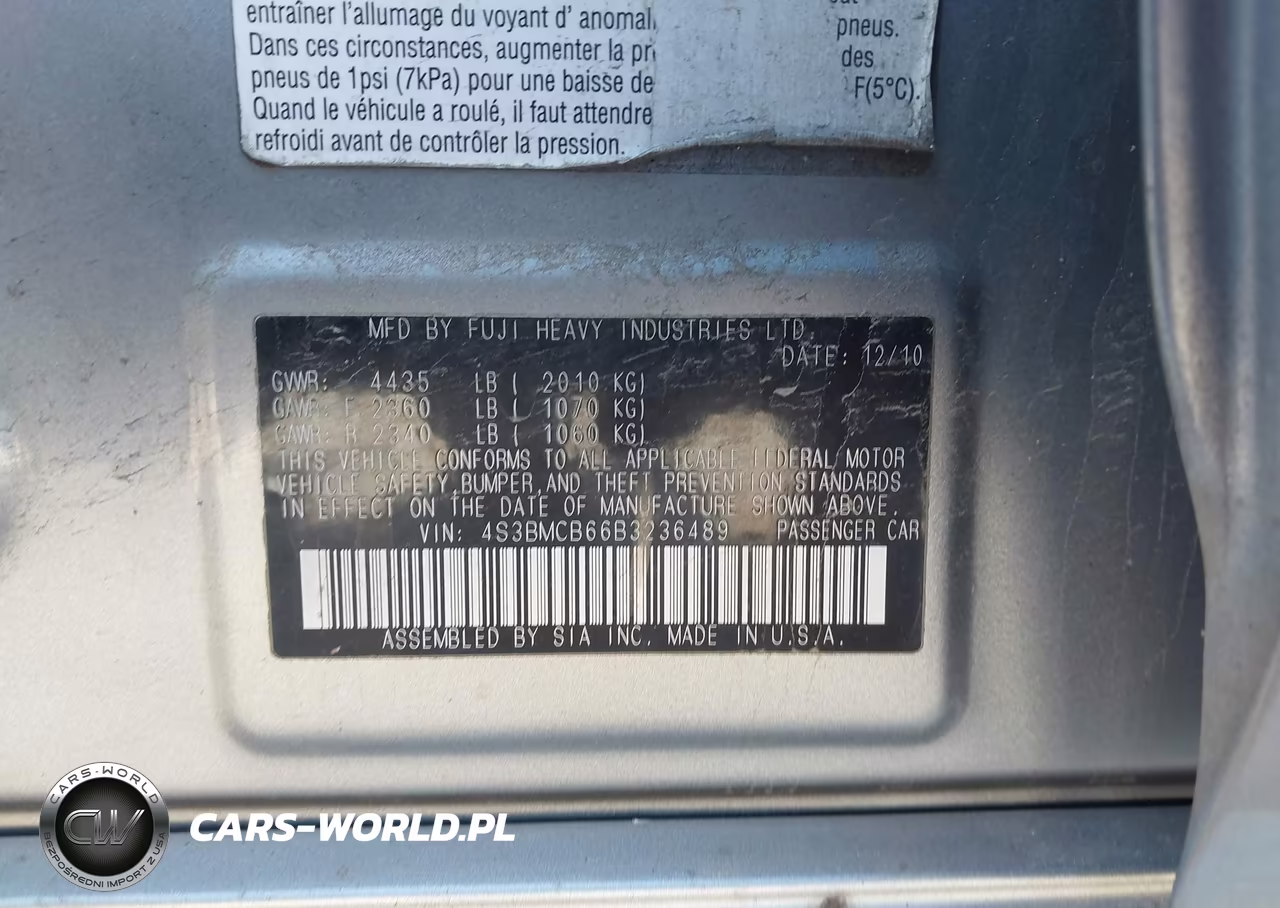 2011 Subaru Legacy 2.5I Premium VIN:4S3BMCB66B3236489 - 9