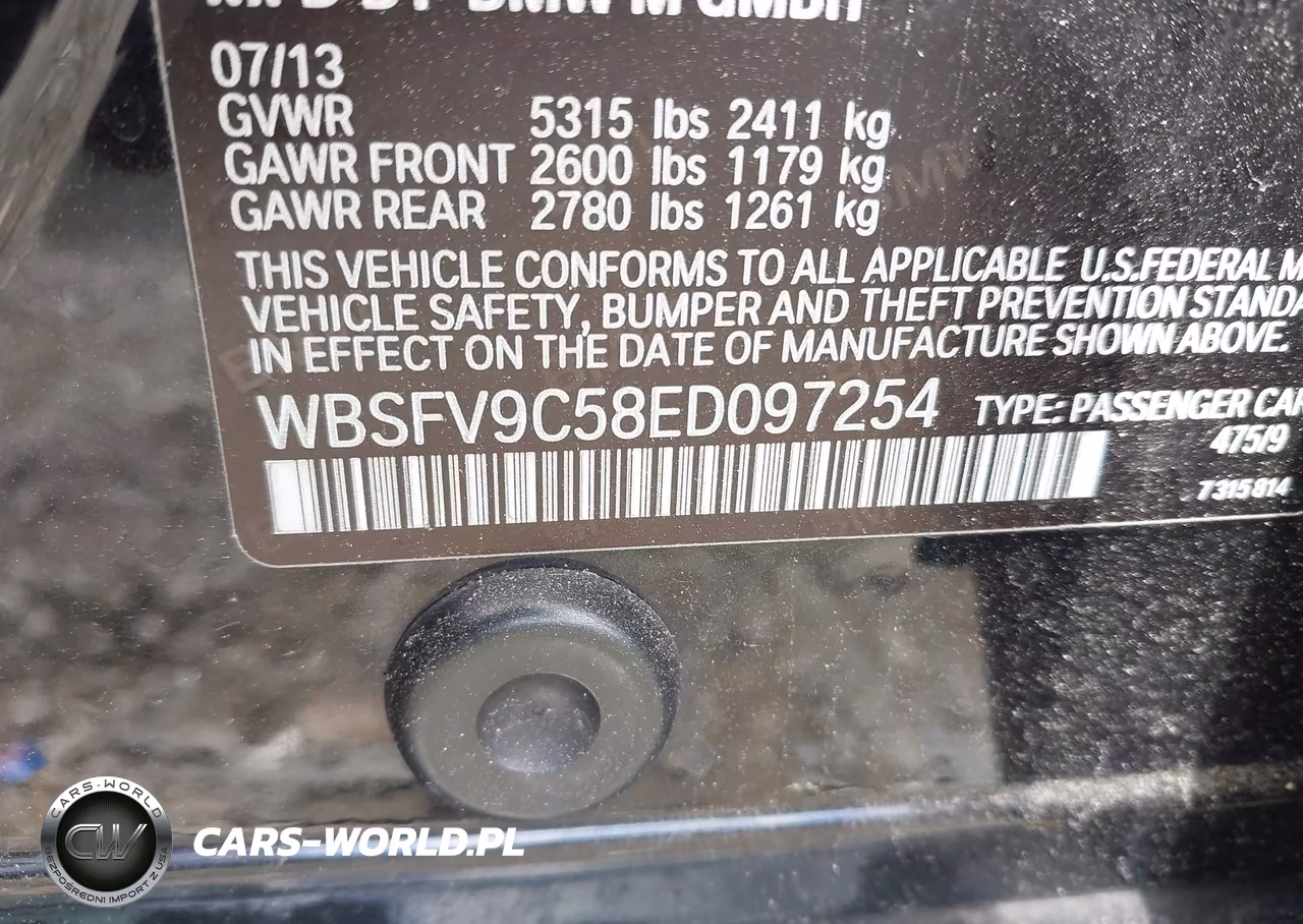2014 BMW M5 VIN:WBSFV9C58ED097254 - 9