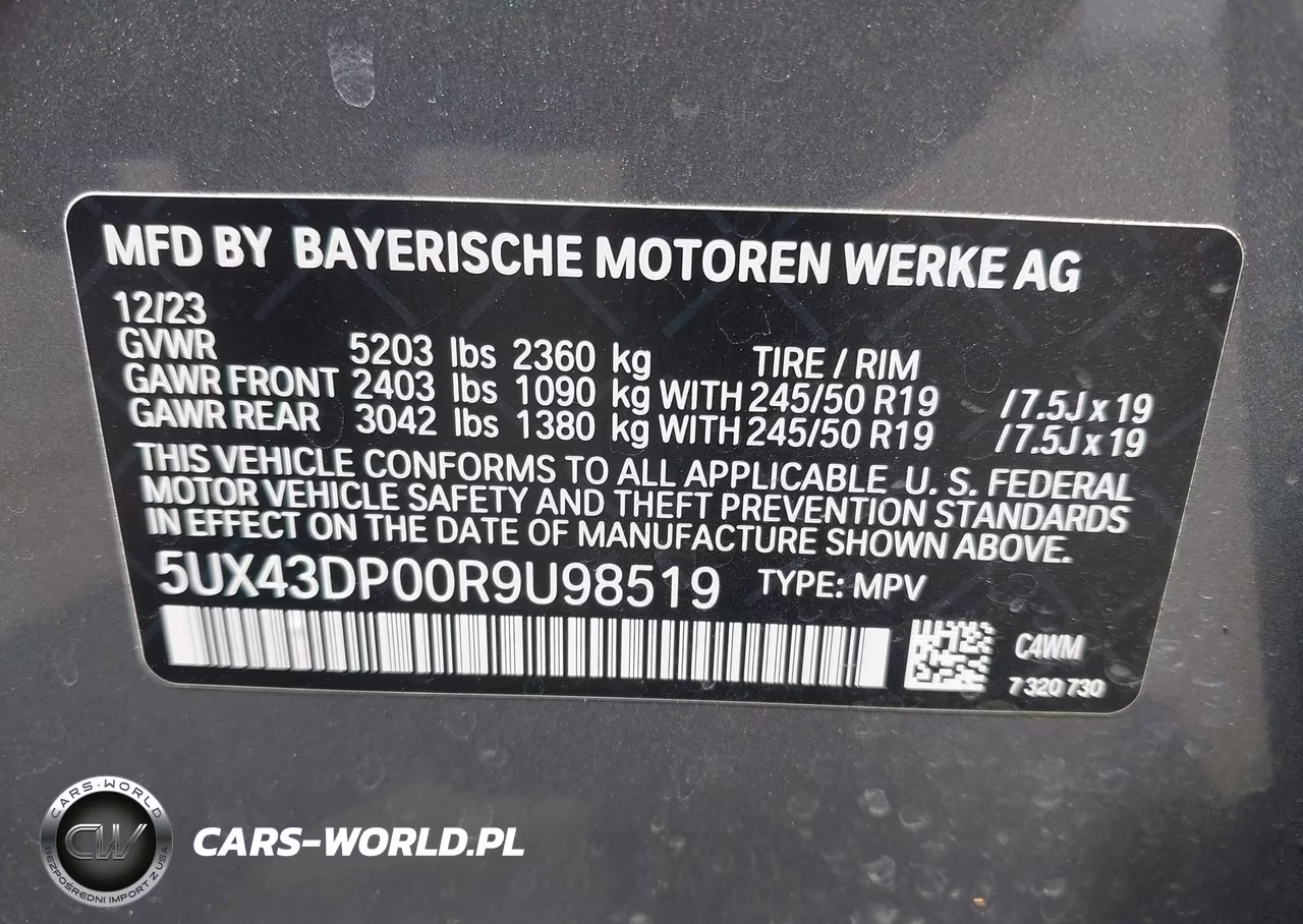 2024 BMW X3 Sdrive30I VIN:5UX43DP00R9U98519 - 9