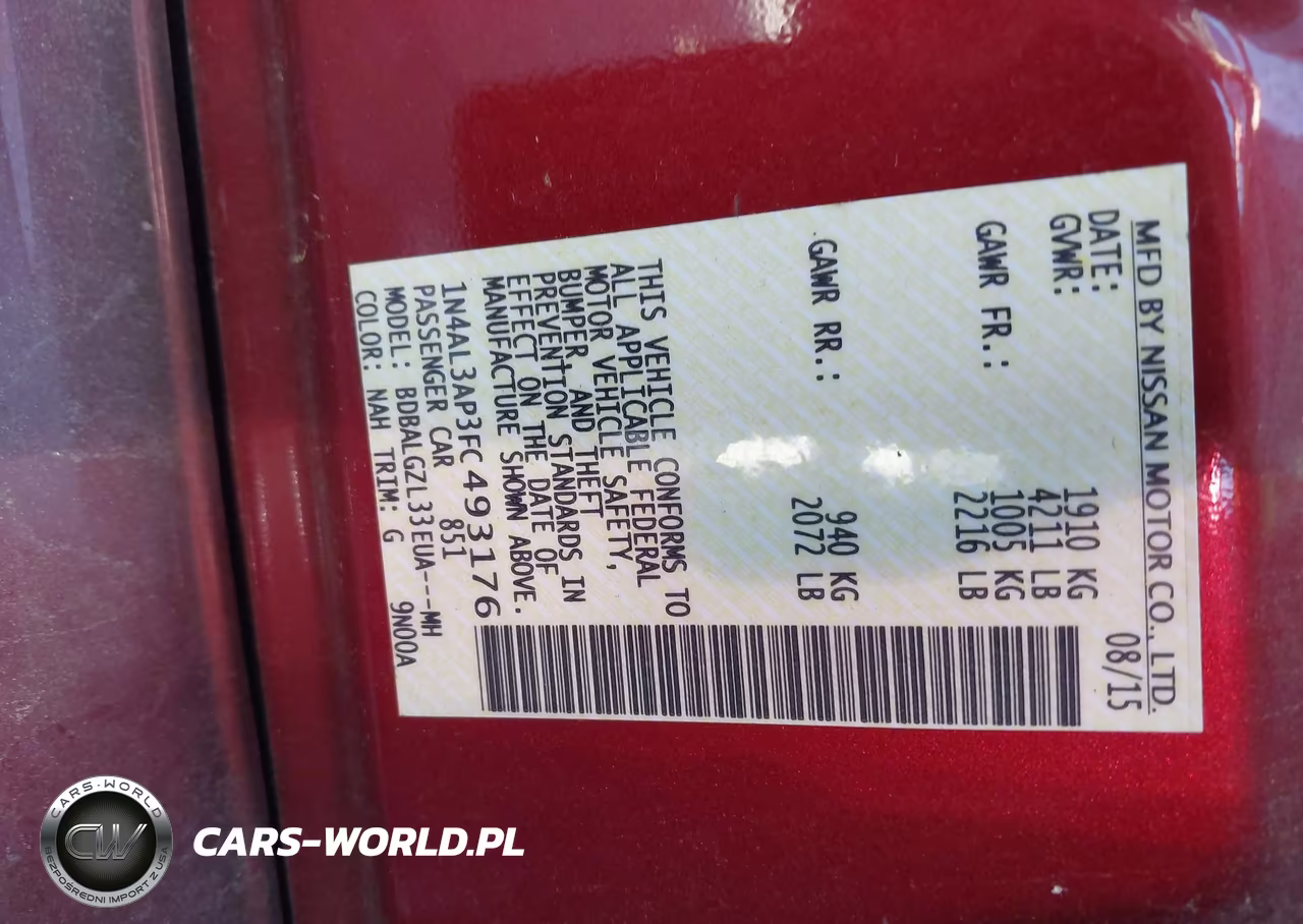 2015 Nissan Altima 2.5 S VIN:1N4AL3AP3FC493176 - 9