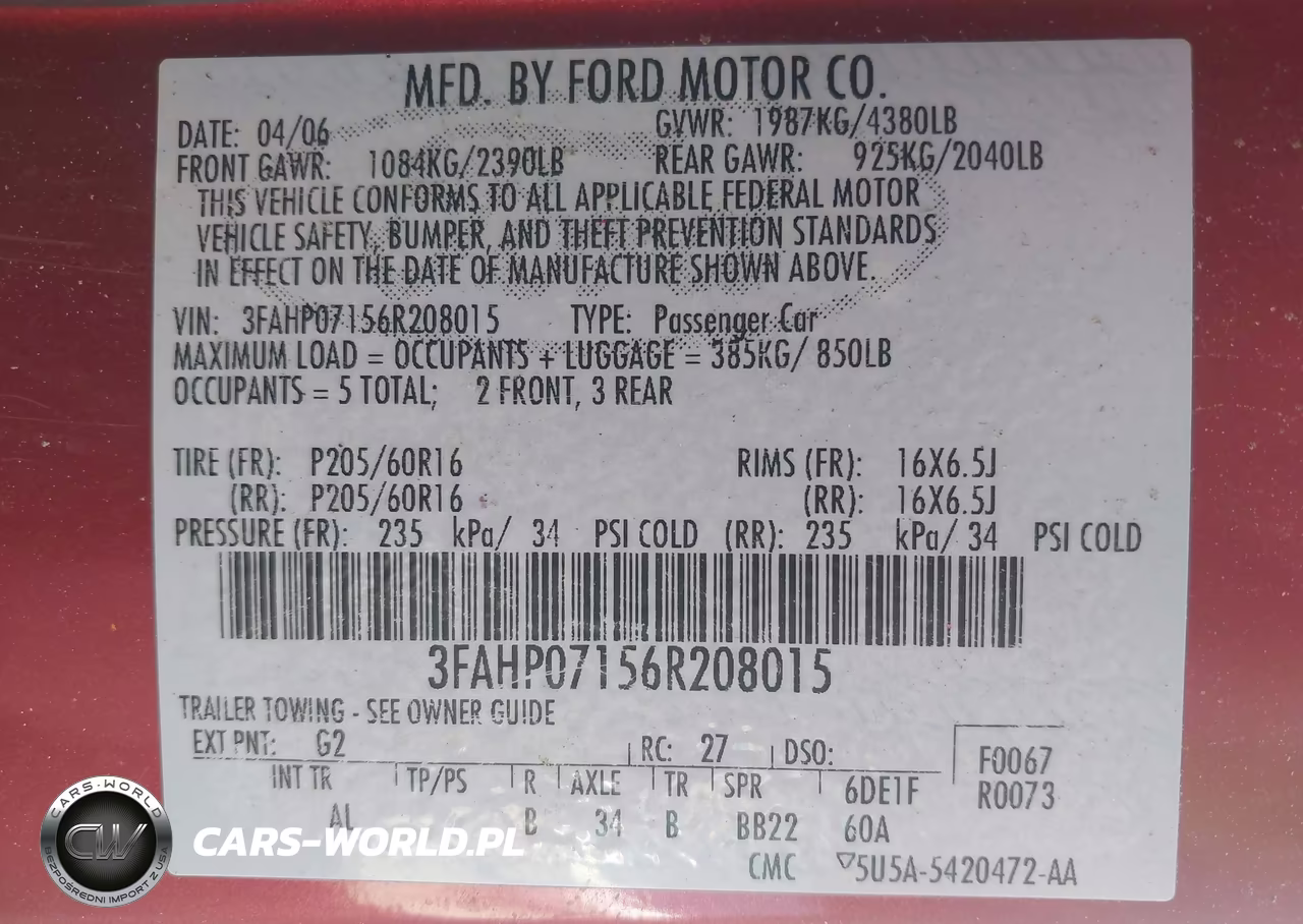 2006 Ford Fusion Se VIN:3FAHP07156R208015 - 9