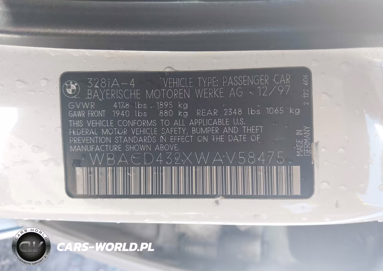 1998 BMW 328I VIN:WBACD432XWAV58475 - 9