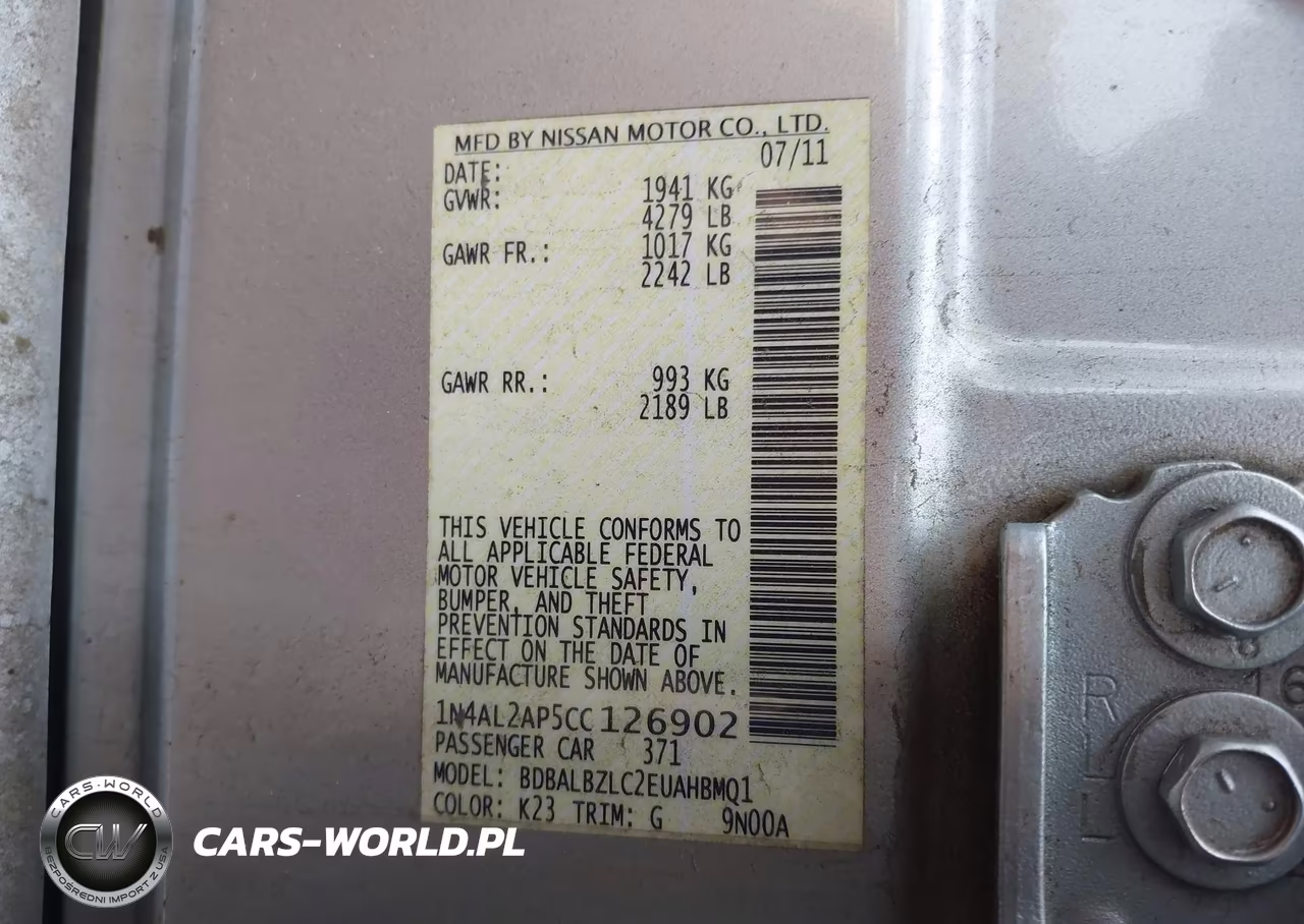2012 Nissan Altima 2.5 S VIN:1N4AL2AP5CC126902 - 9