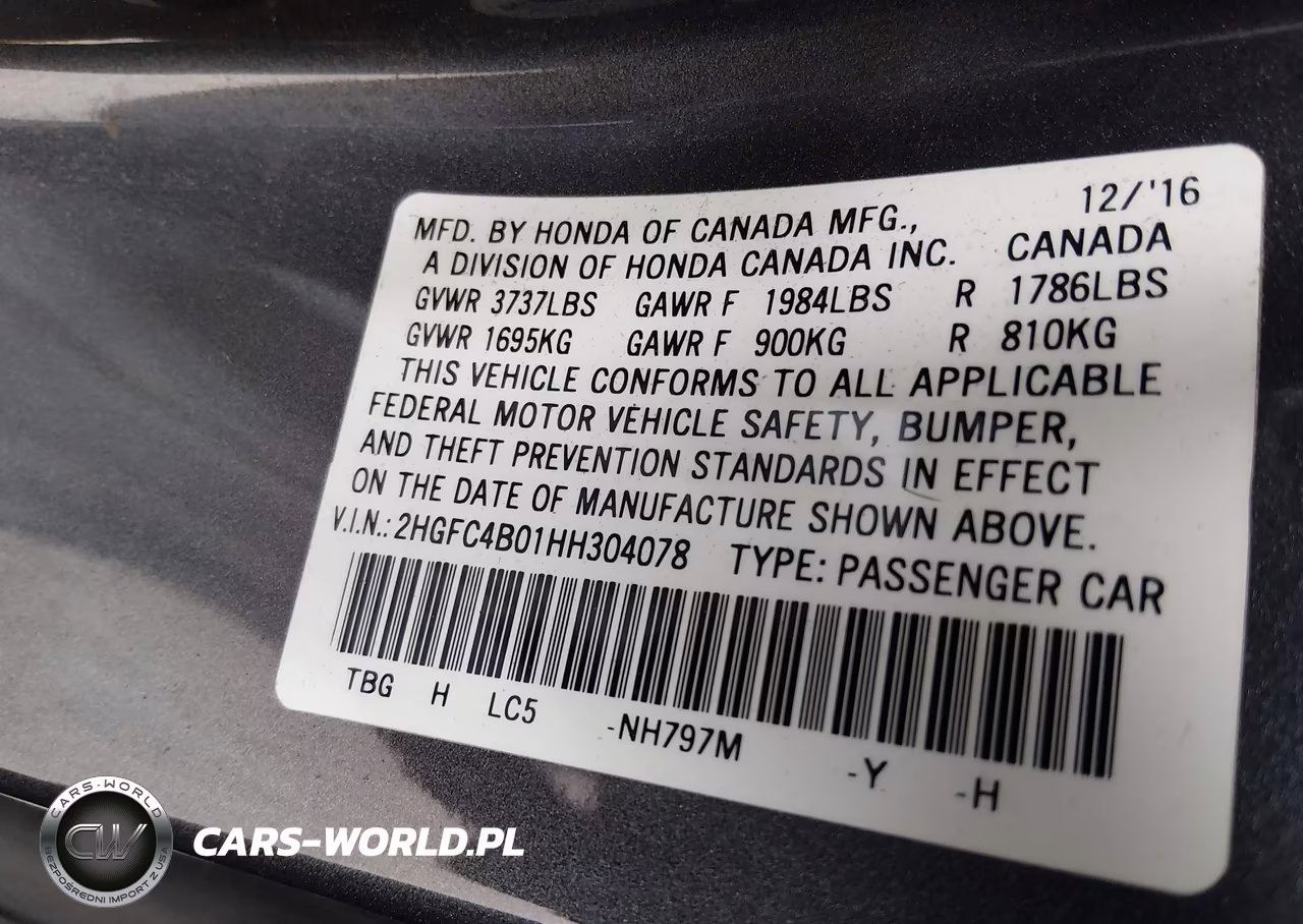 2017 Honda Civic Lx-P VIN:2HGFC4B01HH304078 - 9