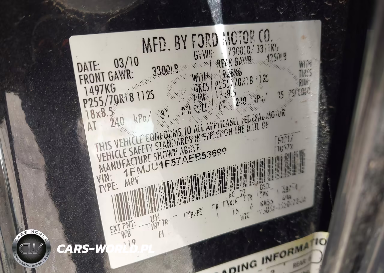 2010 Ford Expedition Xlt VIN:1FMJU1F57AEB53699 - 9