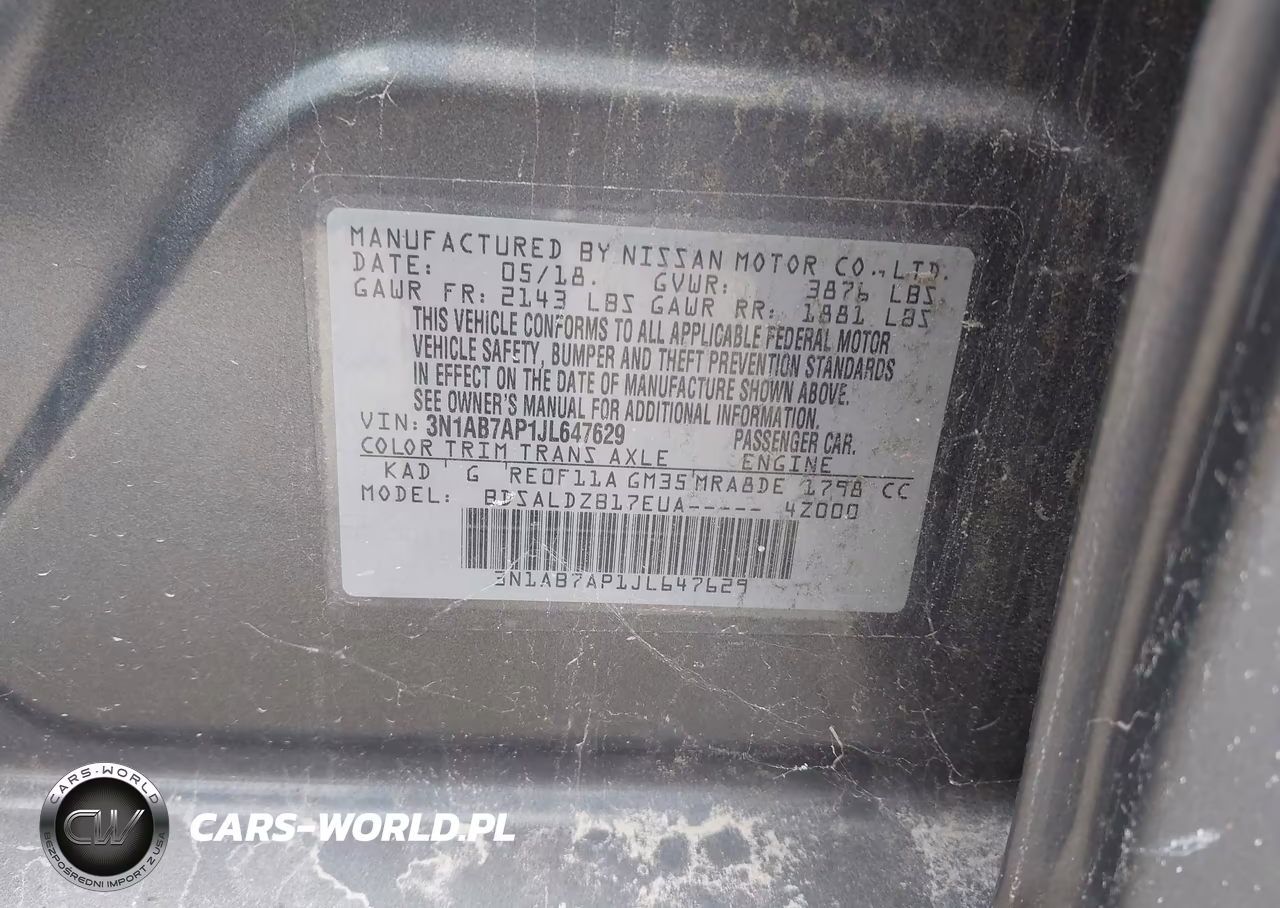 2018 Nissan Sentra Sv VIN:3N1AB7AP1JL647629 - 9