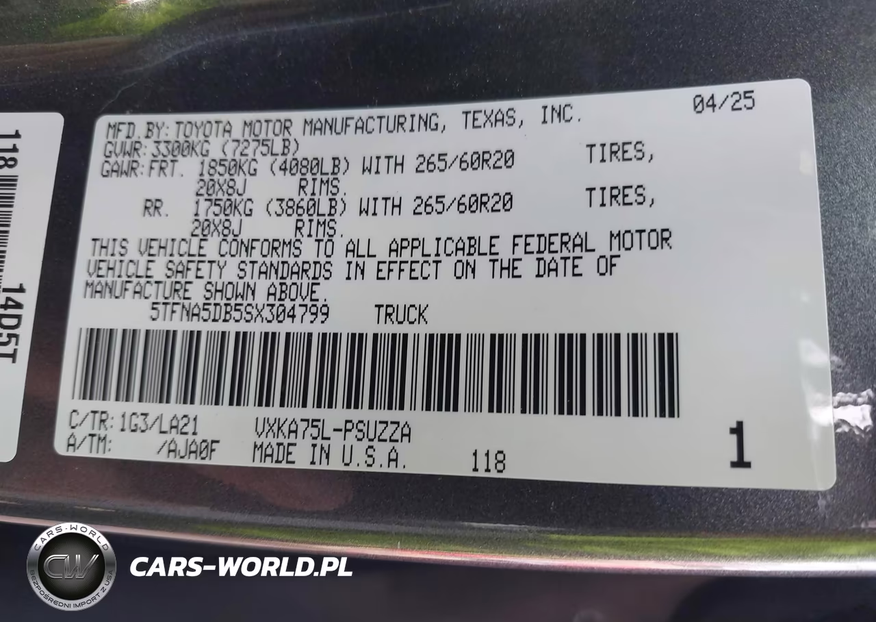2025 Toyota Tundra Platinum VIN:5TFNA5DB5SX304799 - 9