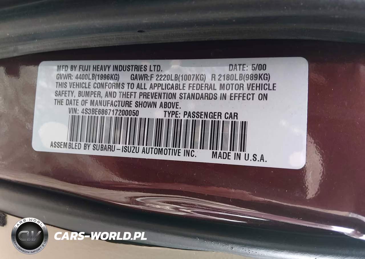2001 Subaru Outback Limited VIN:4S3BE686717200050 - 9