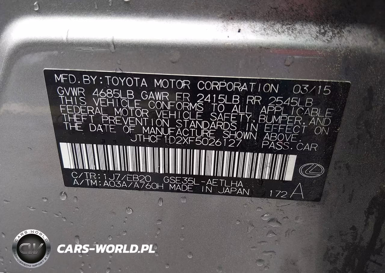 2015 Lexus Is 250 VIN:JTHCF1D2XF5026127 - 9