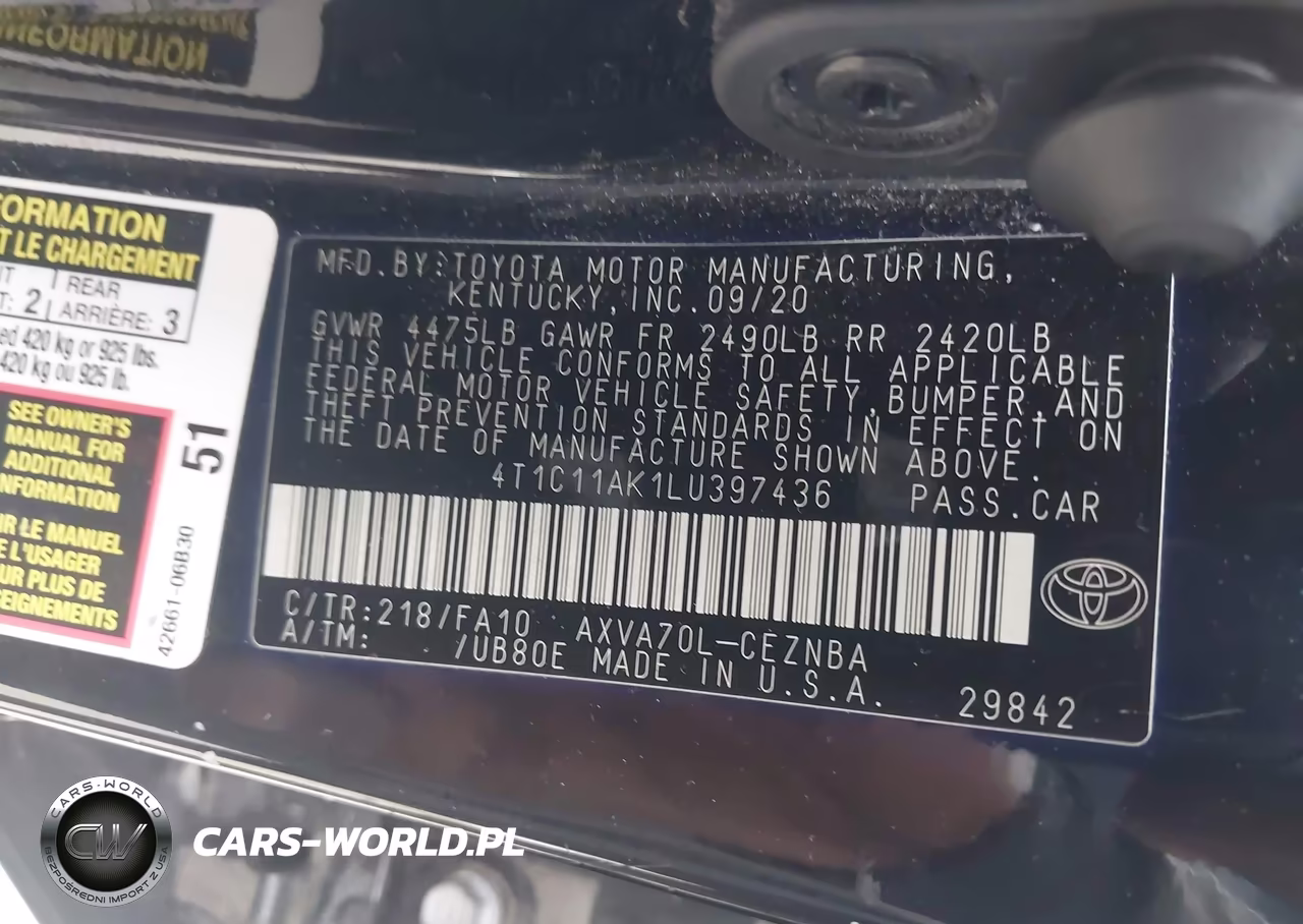 2020 Toyota Camry Le VIN:4T1C11AK1LU397436 - 9