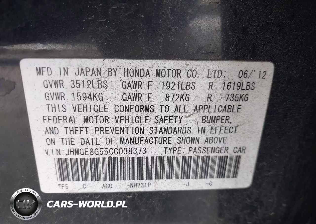 2012 Honda Fit Sport VIN:JHMGE8G55CC038373 - 9