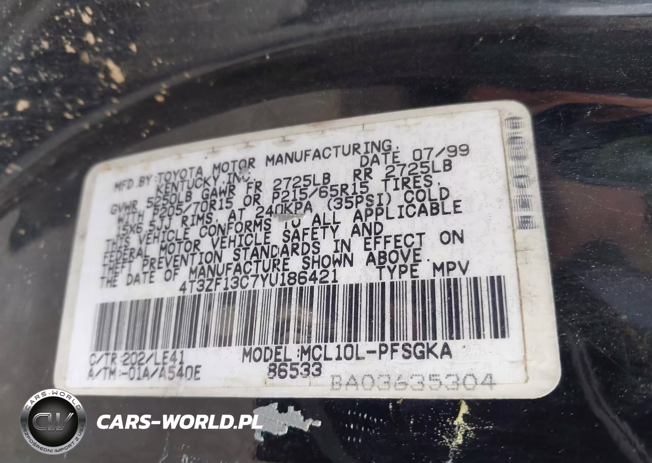 2000 Toyota Sienna Xle VIN:4T3ZF13C7YU186421 - 9