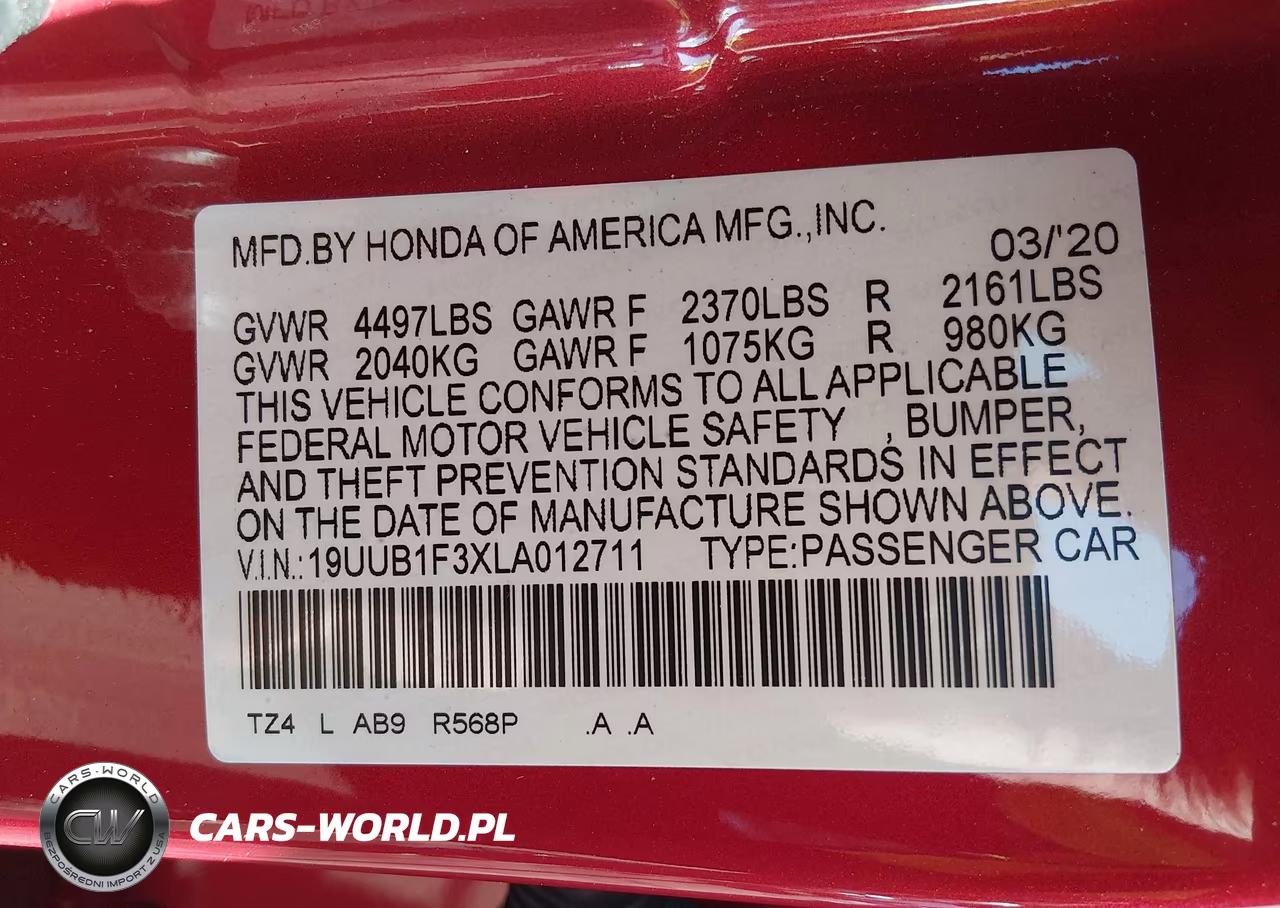 2020 Acura Tlx Standard VIN:19UUB1F3XLA012711 - 9