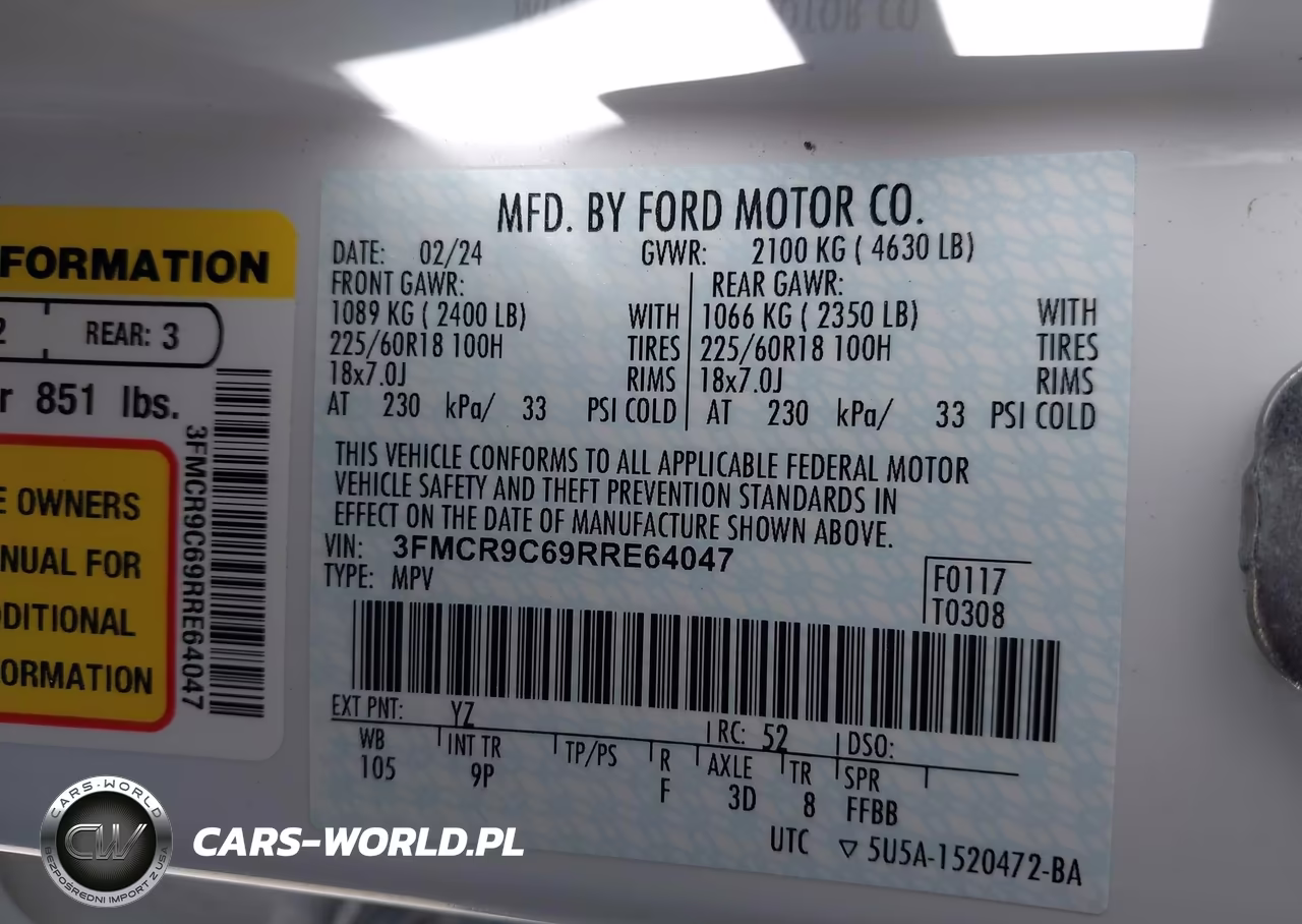2024 Ford Bronco Sport Outer Banks VIN:3FMCR9C69RRE64047 - 9