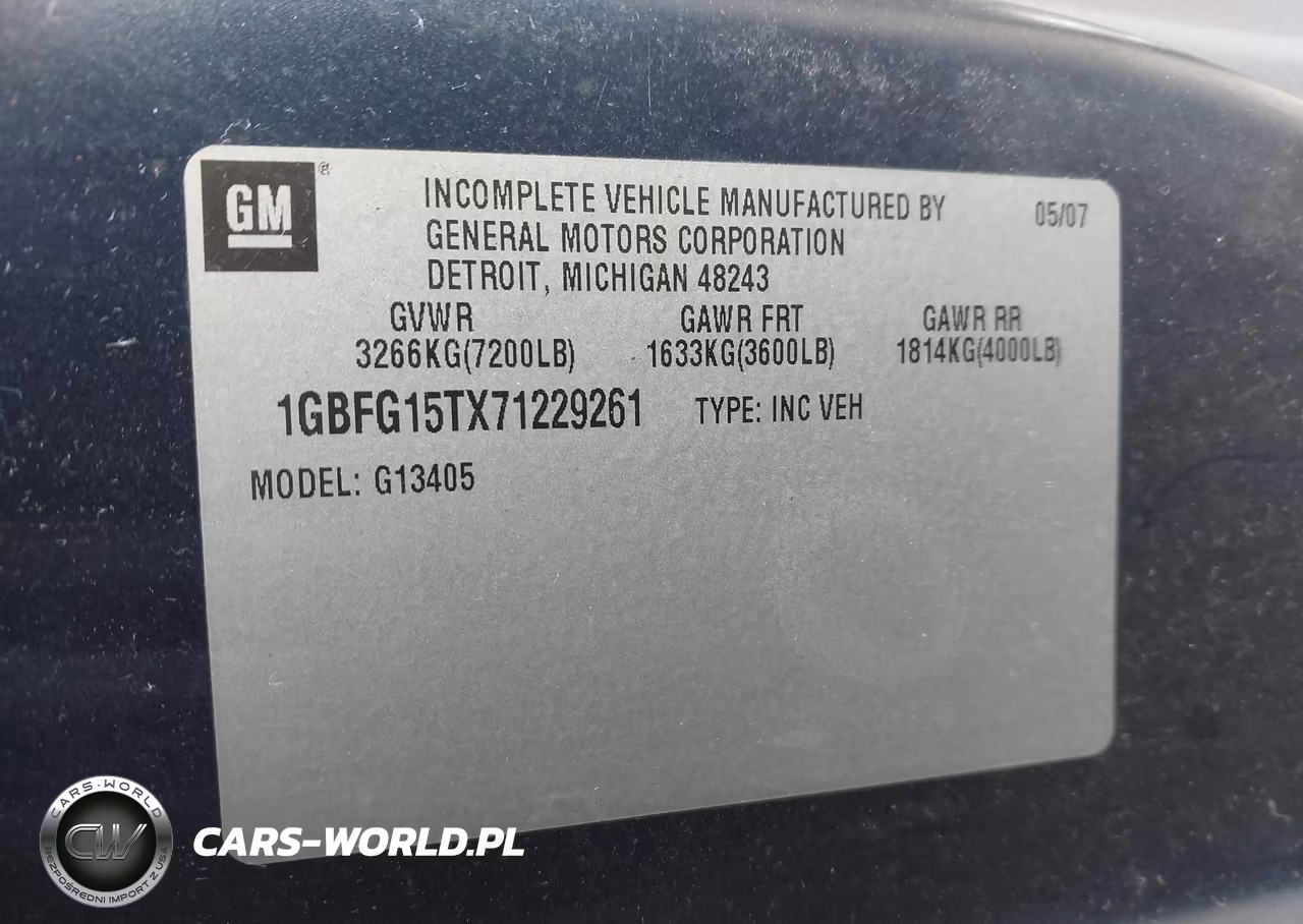 2007 Chevrolet Express Upfitter VIN:1GBFG15TX71229261 - 9