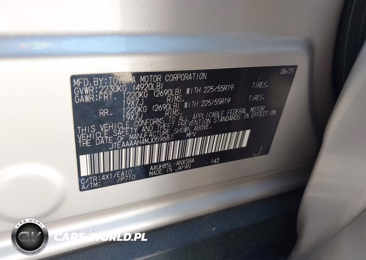 2021 Toyota Venza Limited VIN:JTEAAAAH4MJ059687 - 9