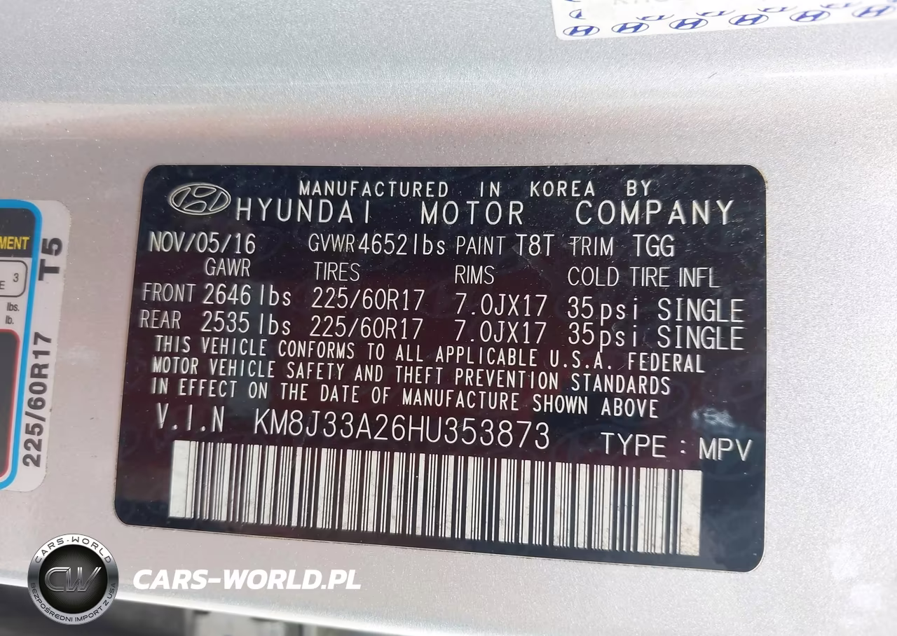 2017 Hyundai Tucson Eco VIN:KM8J33A26HU353873 - 9
