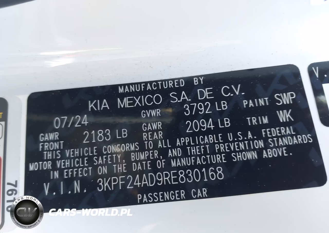 2024 Kia Forte Lxs VIN:3KPF24AD9RE830168 - 9
