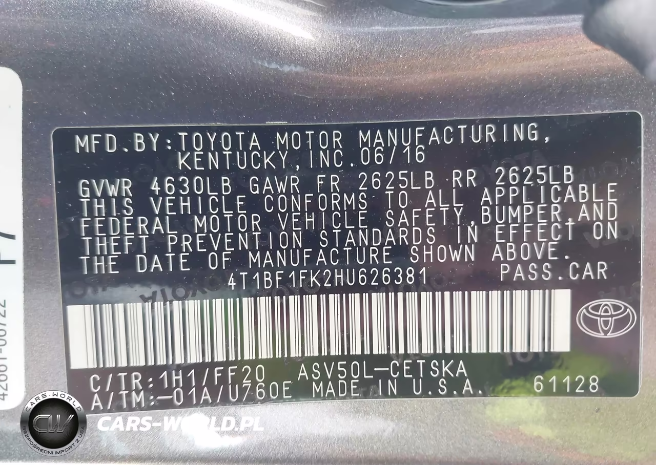 2017 Toyota Camry Se VIN:4T1BF1FK2HU626381 - 9