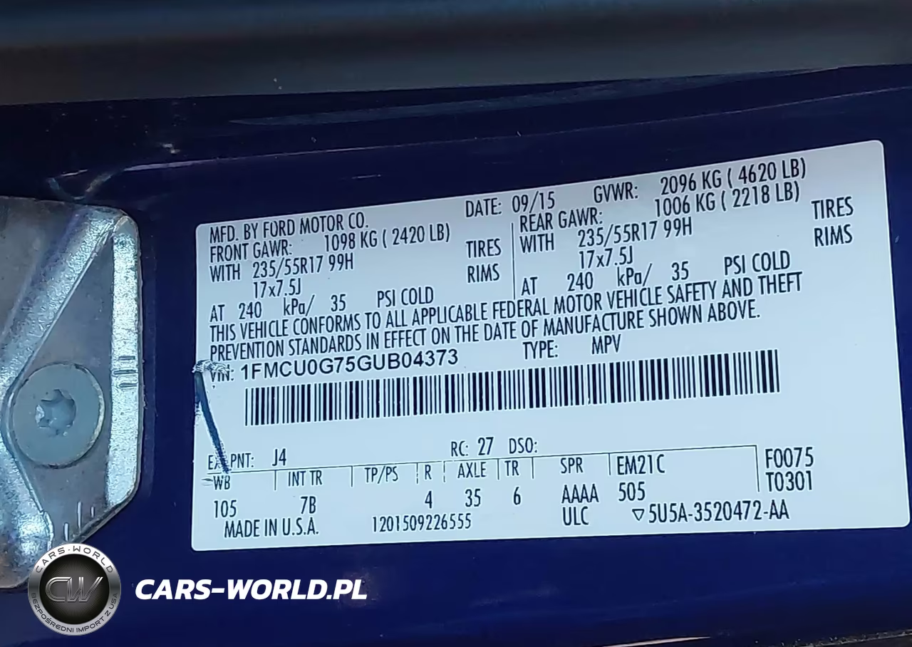 2016 Ford Escape Se VIN:1FMCU0G75GUB04373 - 9