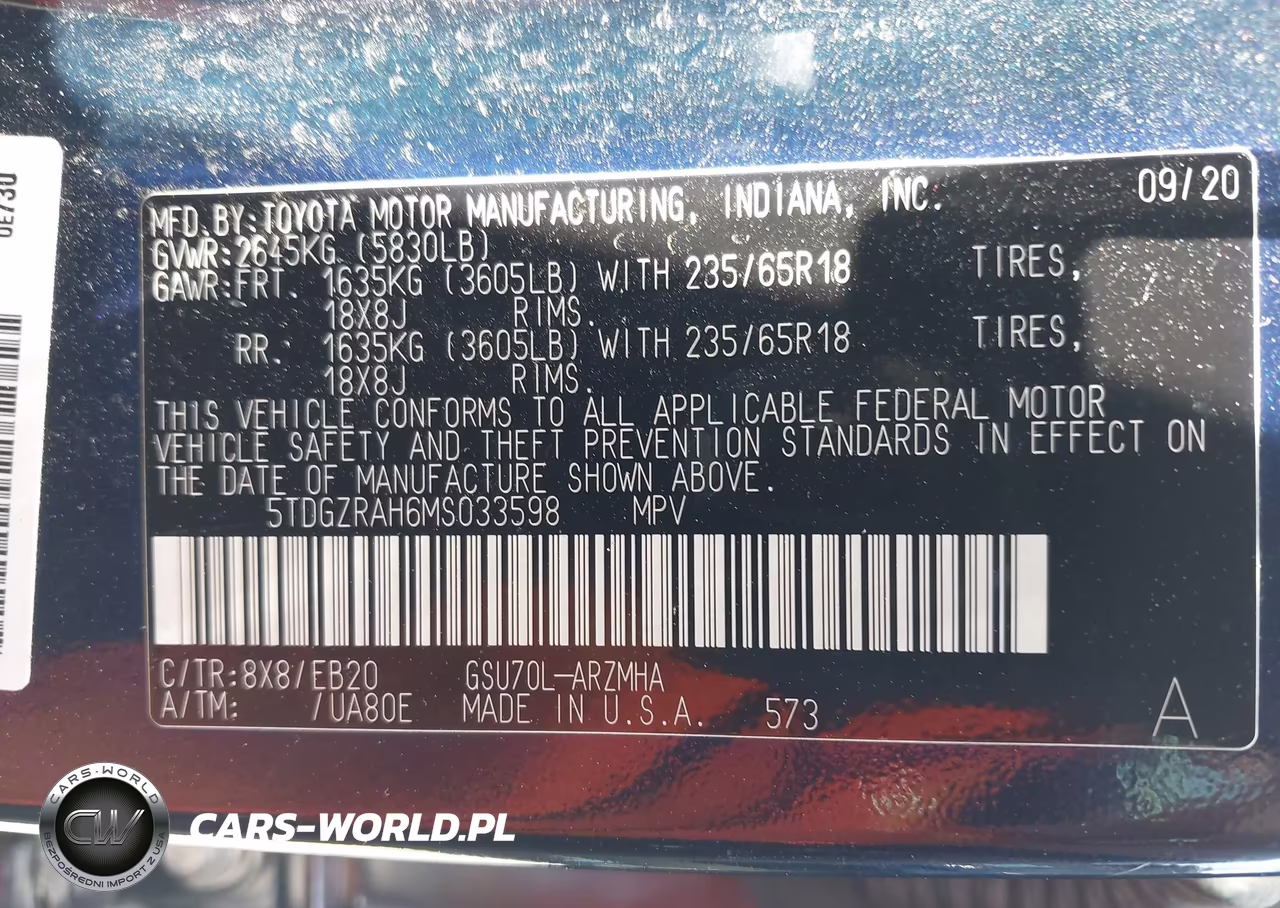 2021 Toyota Highlander Xle VIN:5TDGZRAH6MS033598 - 9