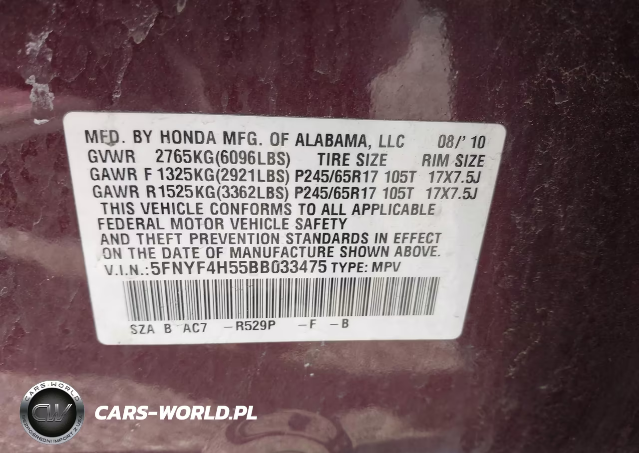 2011 Honda Pilot Ex-L VIN:5FNYF4H55BB033475 - 9