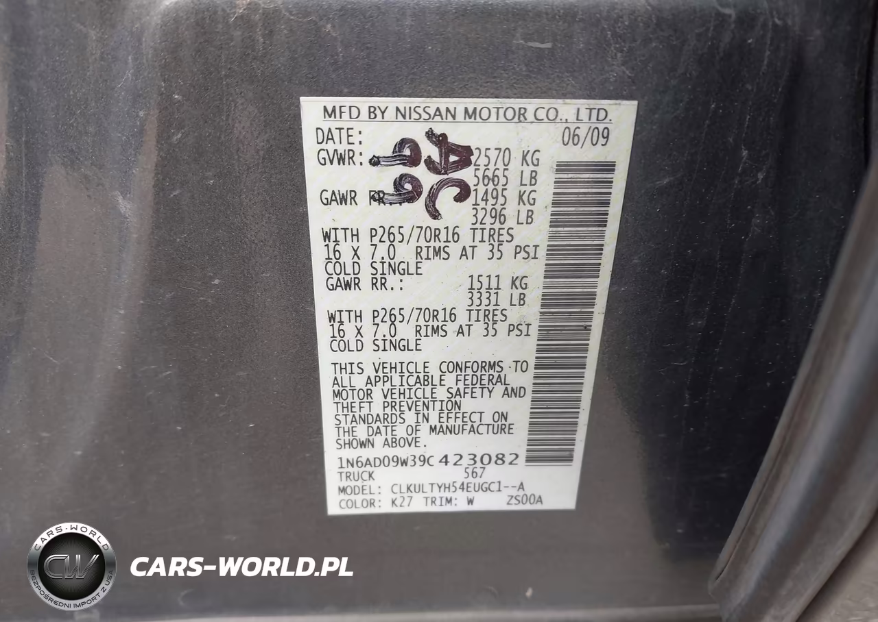 2009 Nissan Frontier Se VIN:1N6AD09W39C423082 - 9