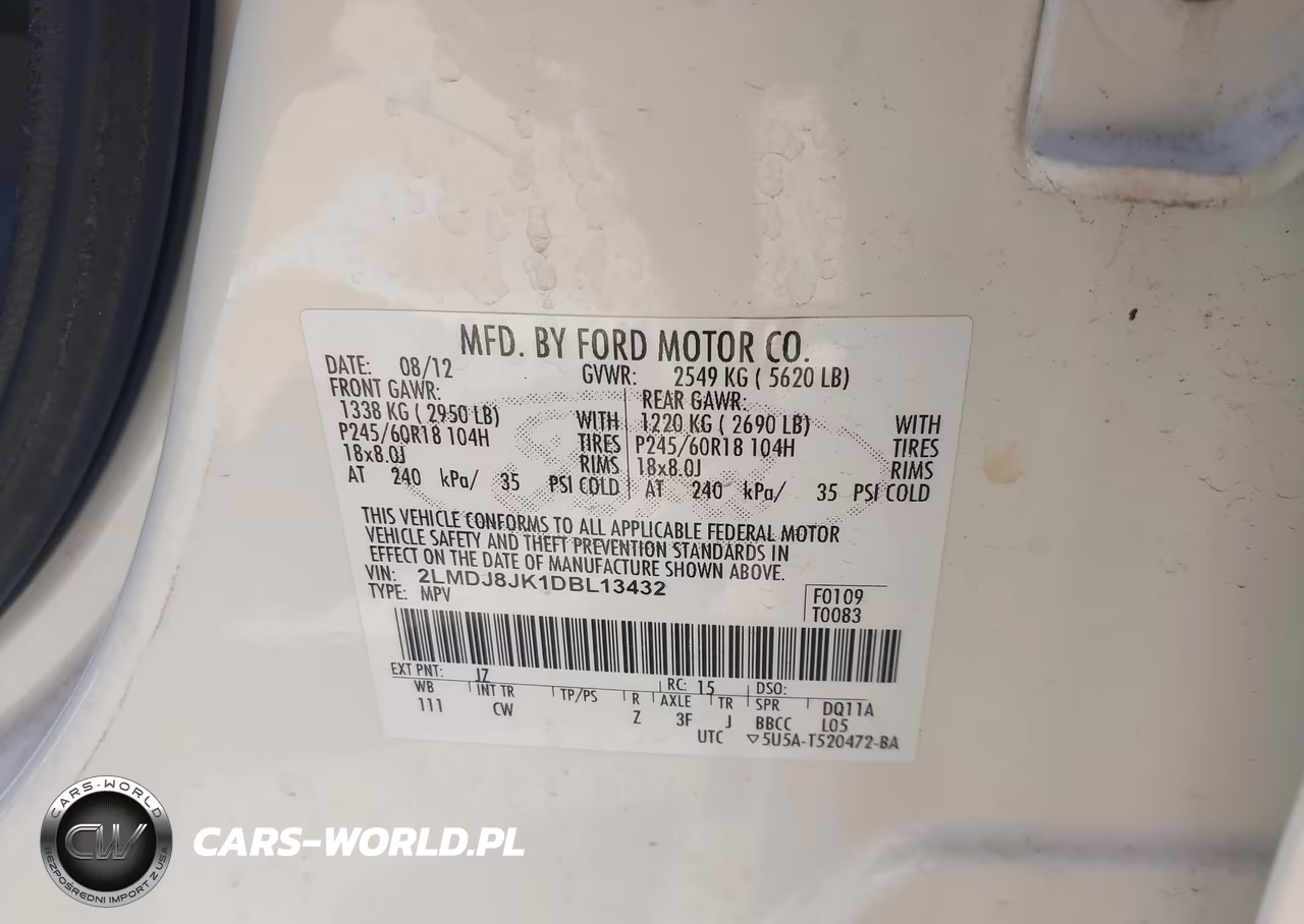 2013 Lincoln Mkx VIN:2LMDJ8JK1DBL13432 - 9