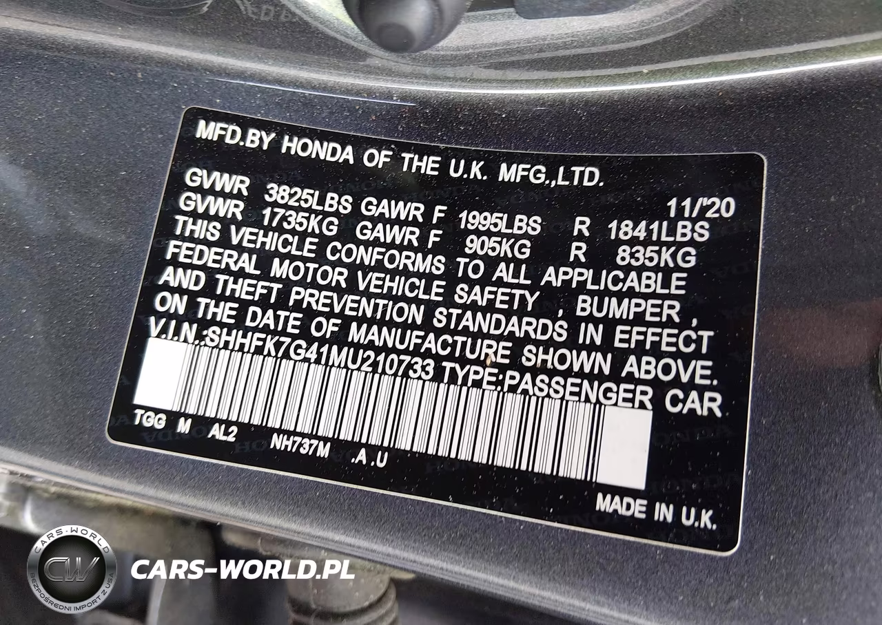 2021 Honda Civic Sport VIN:SHHFK7G41MU210733 - 9