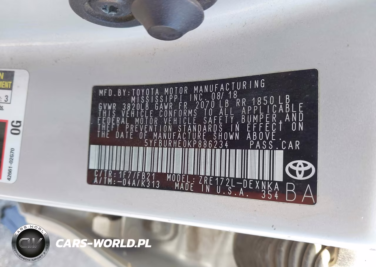 2019 Toyota Corolla Le VIN:5YFBURHE0KP886234 - 9