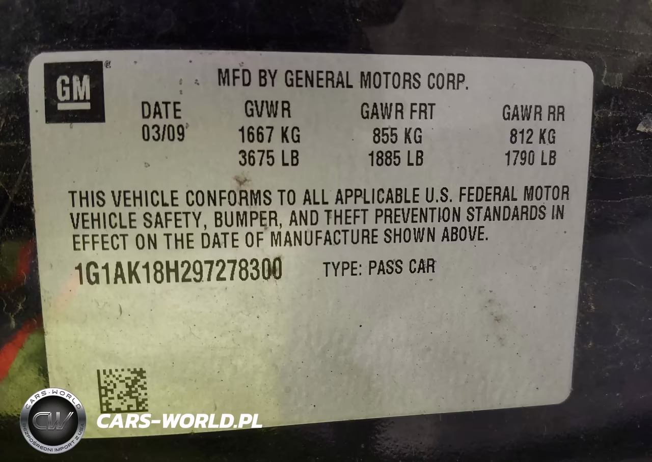 2009 Chevrolet Cobalt Ls VIN:1G1AK18H297278300 - 9