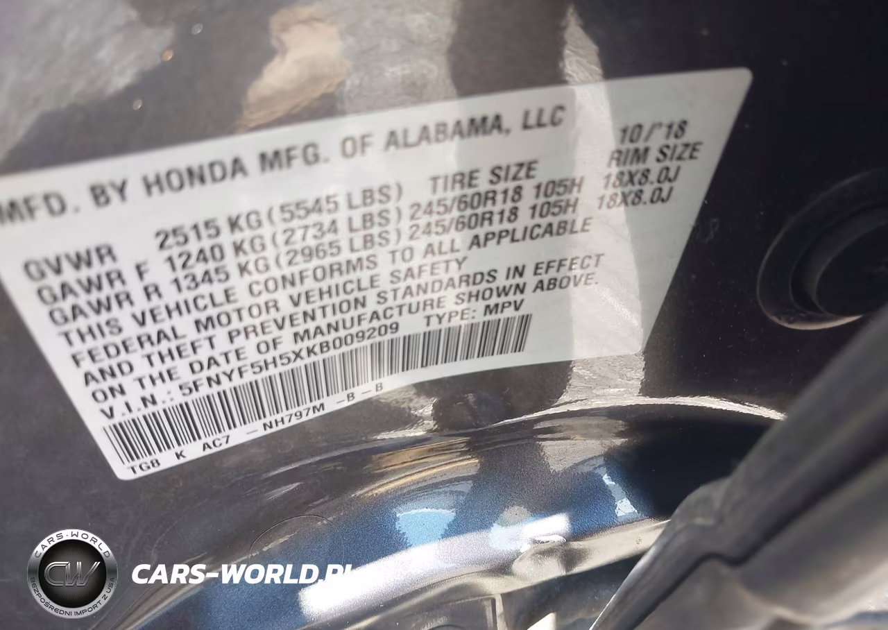 2019 Honda Pilot Ex-L VIN:5FNYF5H5XKB009209 - 9