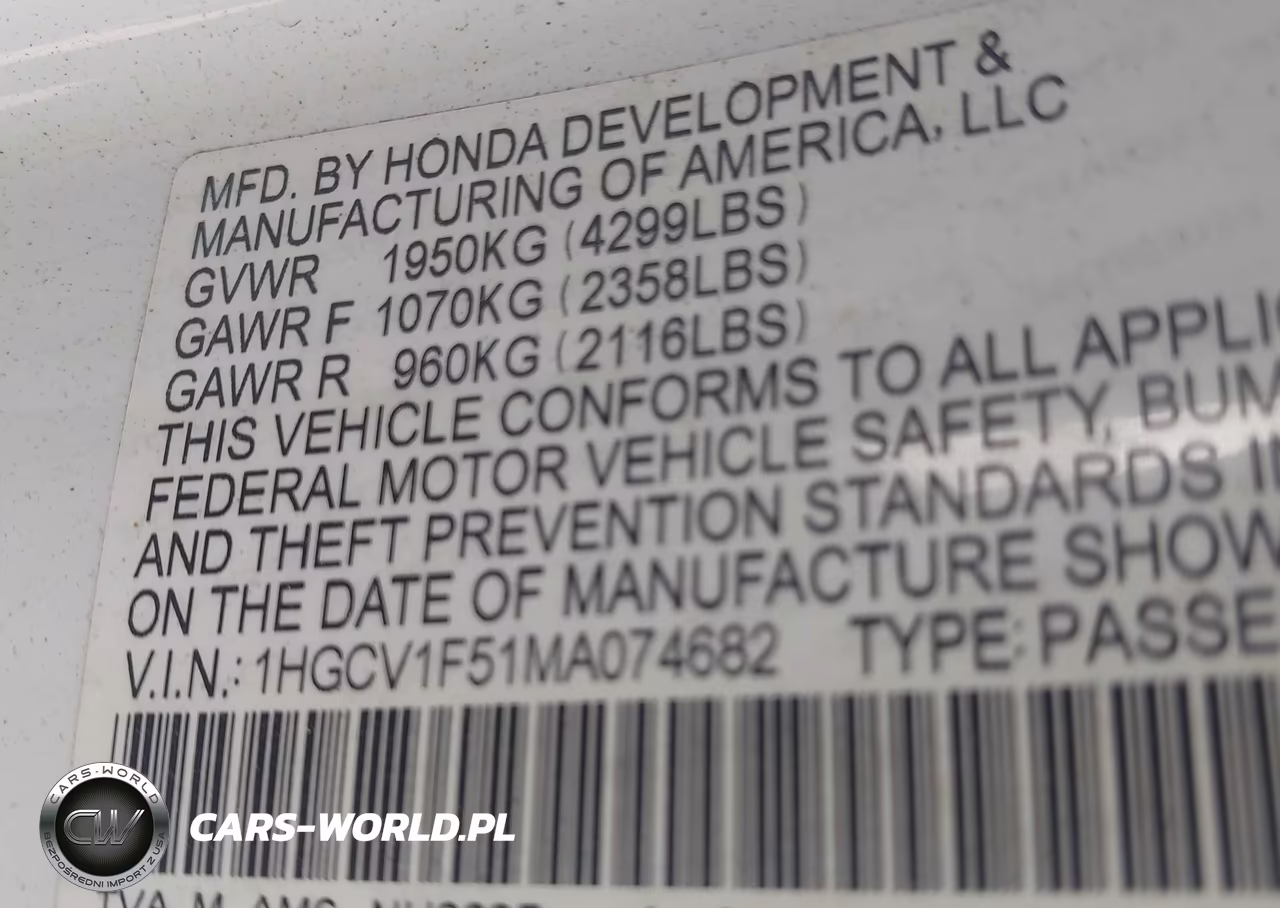 2021 Honda Accord Ex-L VIN:1HGCV1F51MA074682 - 9
