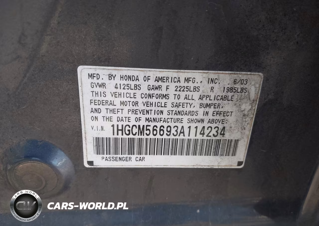 2003 Honda Accord 2.4 Ex VIN:1HGCM56693A114234 - 9