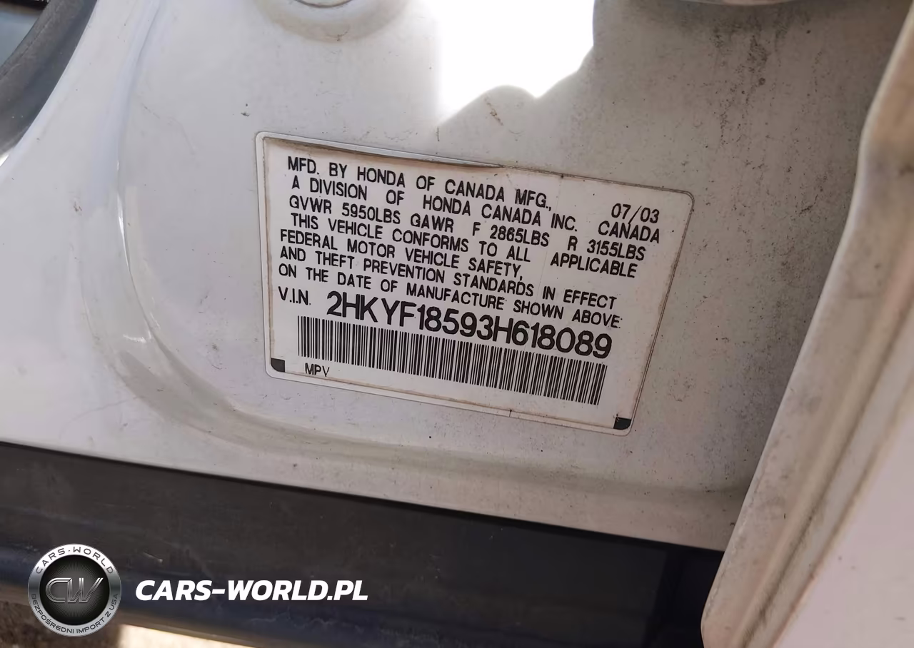2003 Honda Pilot Ex-L VIN:2HKYF18593H618089 - 9