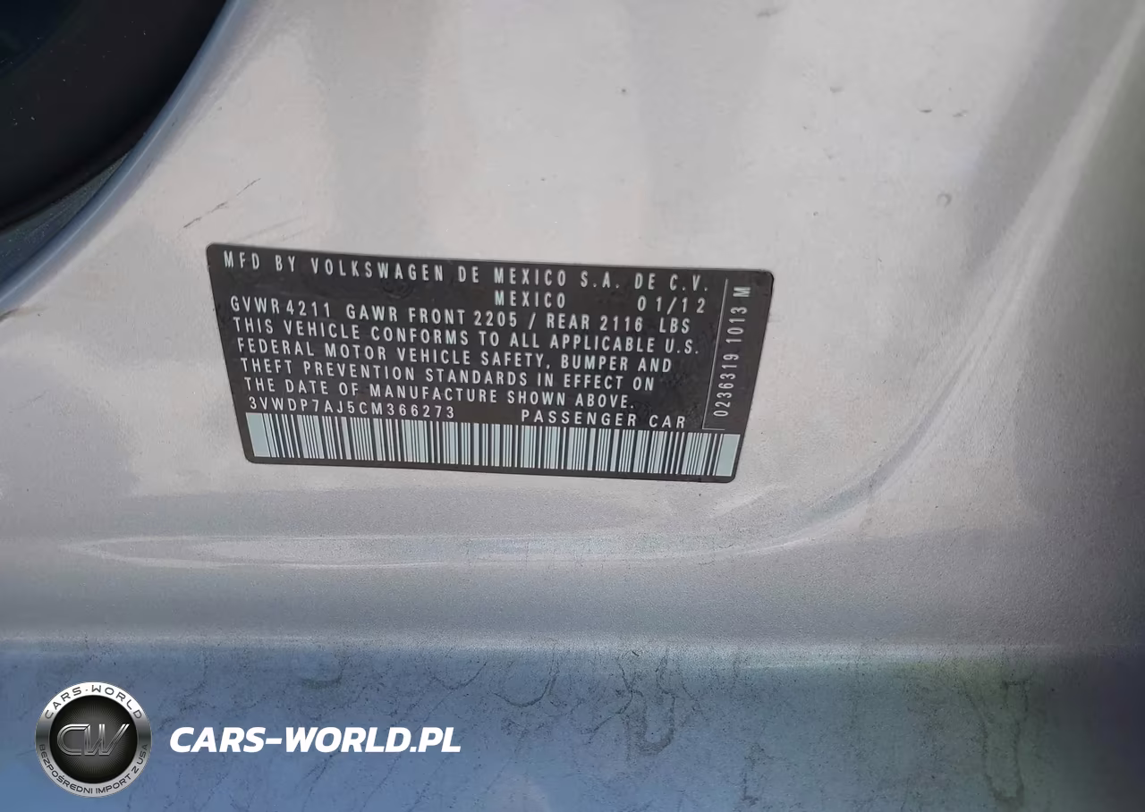 2012 Volkswagen Jetta 2.5L Se VIN:3VWDP7AJ5CM366273 - 9